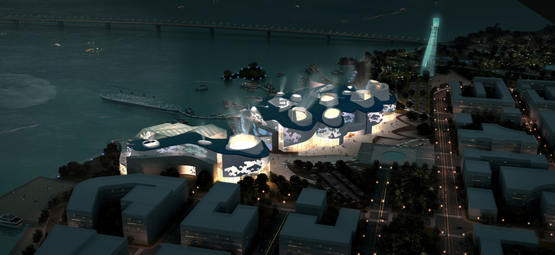 Aerial view at night