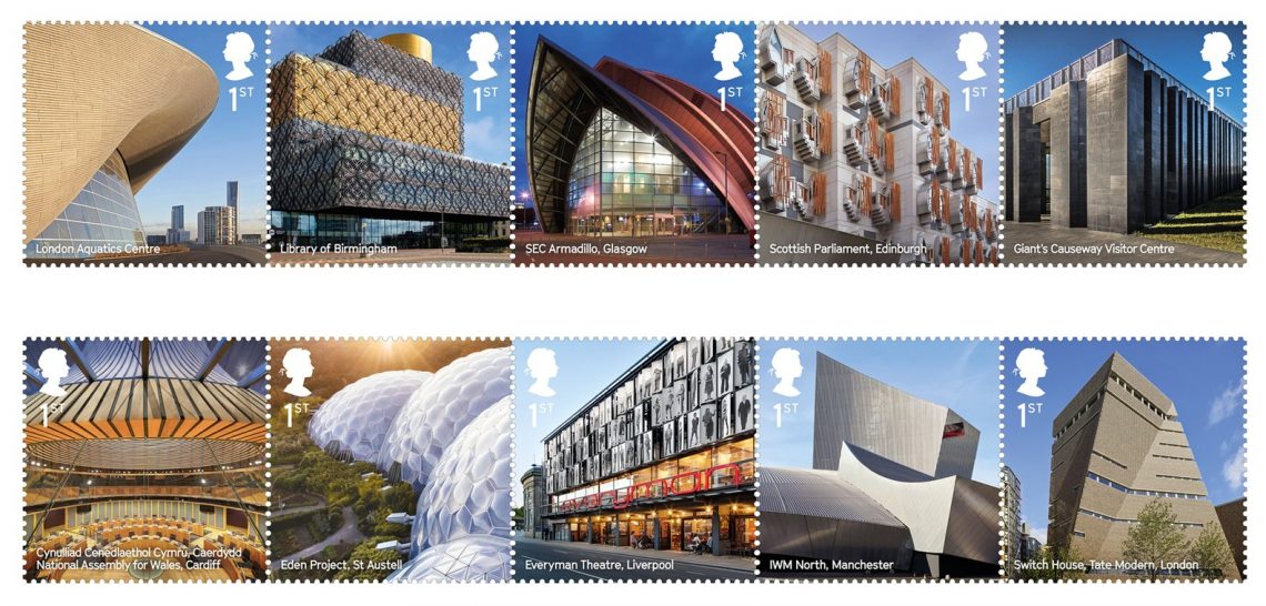 The UK’s Best Contemporary Architecture Celebrated in New Stamp Series 2 Landmark Buildings stamps