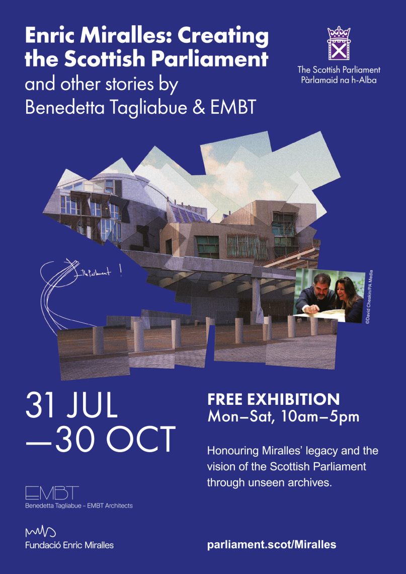 Enric Miralles: Creating the Scottish Parliament and other stories by Benedetta Tagliabue and EMBT 1 6240 Scottish Parliament Project A5 Leaflet AW