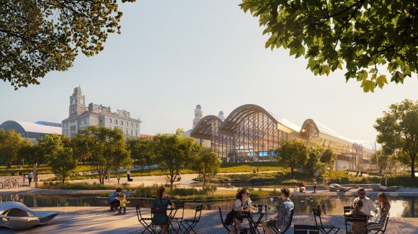 EMBTOCA Novy Hlavak Prague Main Station VIEW FROM THE POND render by FANCY
